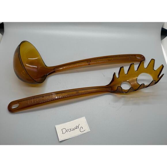 Vintage UltraTemp Amber Kitchen Utensils Robinson Knife Co Made in USA Set of 4 - Picture 8 of 8